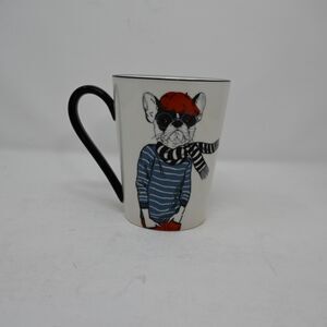 Signature French Bulldog Mug Hipster Dog Coffee Cup Scarf Hat